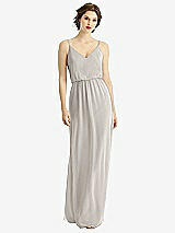 Front View Thumbnail - Oyster V-Neck Blouson Bodice Chiffon Maxi Dress