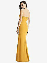 Rear View Thumbnail - NYC Yellow & Light Nude Sheer Plunge Neckline Strapless Column Dress