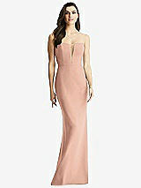 Front View Thumbnail - Pale Peach & Light Nude Sheer Plunge Neckline Strapless Column Dress