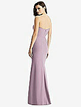 Rear View Thumbnail - Suede Rose & Light Nude Sheer Plunge Neckline Strapless Column Dress