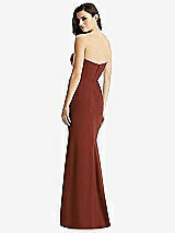 Rear View Thumbnail - Auburn Moon & Light Nude Sheer Plunge Neckline Strapless Column Dress