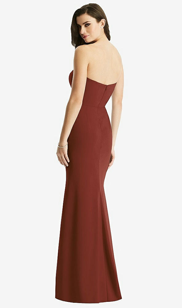 Back View - Auburn Moon & Light Nude Sheer Plunge Neckline Strapless Column Dress