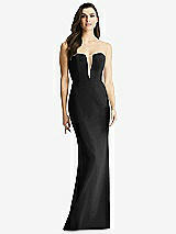 Front View Thumbnail - Black & Light Nude Sheer Plunge Neckline Strapless Column Dress