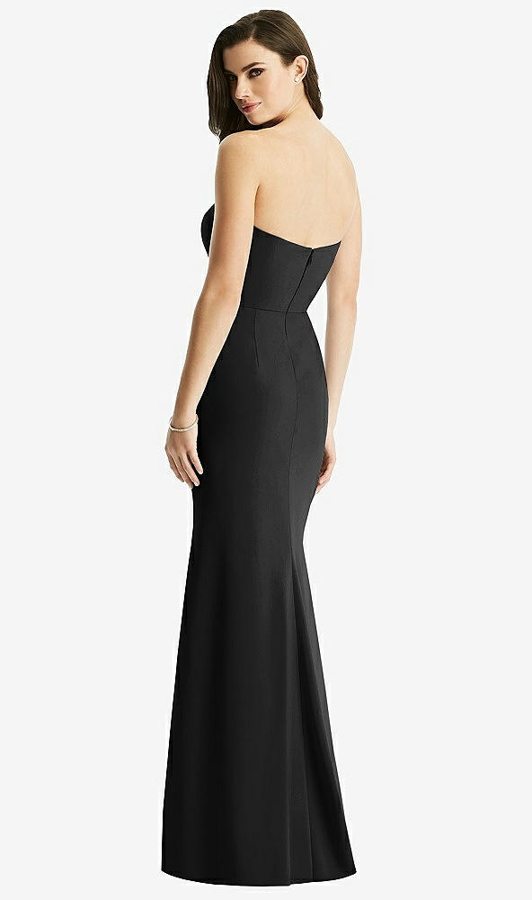 Back View - Black & Light Nude Sheer Plunge Neckline Strapless Column Dress