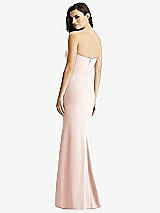 Rear View Thumbnail - Blush & Light Nude Sheer Plunge Neckline Strapless Column Dress