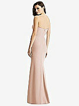 Rear View Thumbnail - Cameo & Light Nude Sheer Plunge Neckline Strapless Column Dress