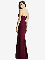 Rear View Thumbnail - Cabernet & Light Nude Sheer Plunge Neckline Strapless Column Dress