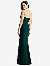 Rear View Thumbnail - Evergreen & Light Nude Sheer Plunge Neckline Strapless Column Dress