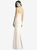 Rear View Thumbnail - Ivory & Light Nude Sheer Plunge Neckline Strapless Column Dress