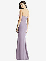 Rear View Thumbnail - Lilac Haze & Light Nude Sheer Plunge Neckline Strapless Column Dress