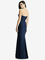 Rear View Thumbnail - Midnight Navy & Light Nude Sheer Plunge Neckline Strapless Column Dress