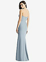 Rear View Thumbnail - Mist & Light Nude Sheer Plunge Neckline Strapless Column Dress