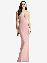 Front View Thumbnail - Rose & Light Nude Sheer Plunge Neckline Strapless Column Dress