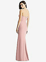 Rear View Thumbnail - Rose & Light Nude Sheer Plunge Neckline Strapless Column Dress