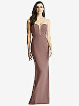 Front View Thumbnail - Sienna & Light Nude Sheer Plunge Neckline Strapless Column Dress