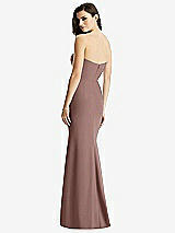 Rear View Thumbnail - Sienna & Light Nude Sheer Plunge Neckline Strapless Column Dress