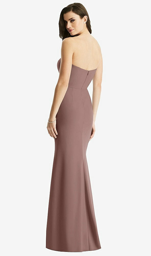 Back View - Sienna & Light Nude Sheer Plunge Neckline Strapless Column Dress