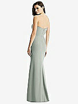 Rear View Thumbnail - Willow Green & Light Nude Sheer Plunge Neckline Strapless Column Dress