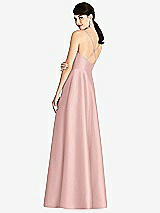 Rear View Thumbnail - Rose V-Neck Full Skirt Satin Maxi Dress