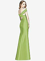 Rear View Thumbnail - Mojito Off-the-Shoulder Criss Cross Back Satin Dress