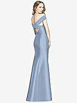 Rear View Thumbnail - Cloudy Off-the-Shoulder Criss Cross Back Satin Dress