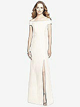 Front View Thumbnail - Ivory Off-the-Shoulder Criss Cross Back Satin Dress