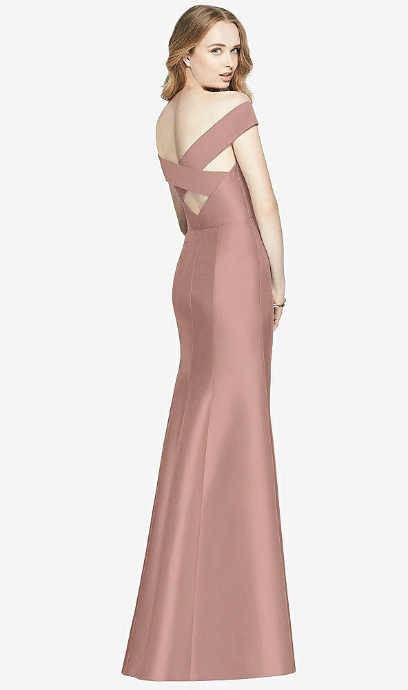 Back View - Neu Nude Off-the-Shoulder Criss Cross Back Satin Dress