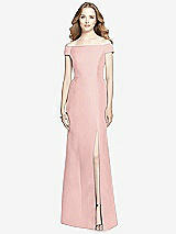 Front View Thumbnail - Rose Off-the-Shoulder Criss Cross Back Satin Dress