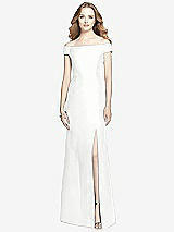 Front View Thumbnail - White Off-the-Shoulder Criss Cross Back Satin Dress