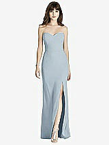 Front View Thumbnail - Mist Strapless Crepe Trumpet Gown with Front Slit