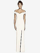 Alt View 2 Thumbnail - Ivory Off-the-Shoulder Criss Cross Back Trumpet Gown