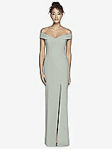 Alt View 2 Thumbnail - Willow Green Off-the-Shoulder Criss Cross Back Trumpet Gown