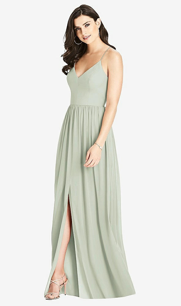 Front View - Celadon Criss Cross Strap Backless Maxi Dress