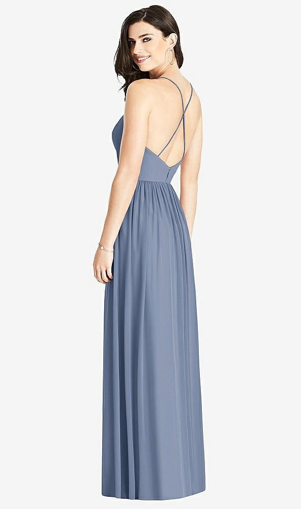 Back View - Larkspur Blue Criss Cross Strap Backless Maxi Dress