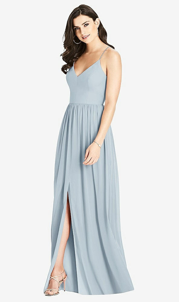 Front View - Mist Criss Cross Strap Backless Maxi Dress