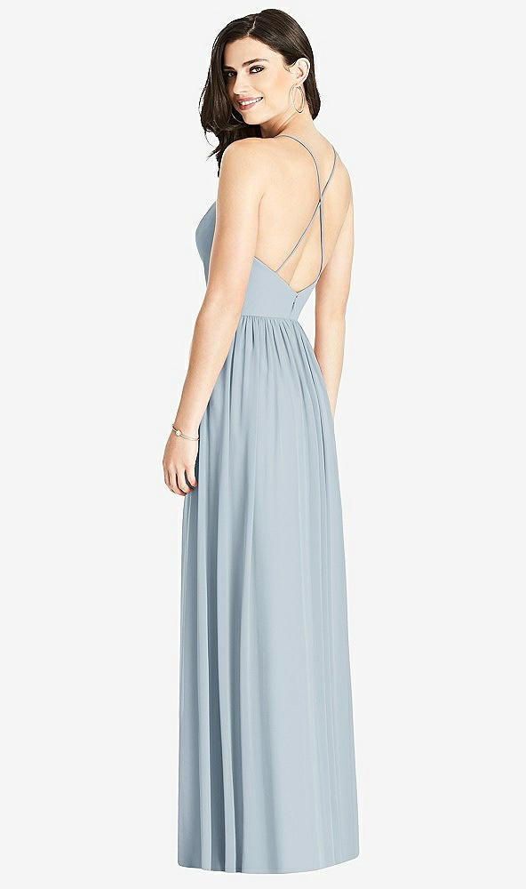 Back View - Mist Criss Cross Strap Backless Maxi Dress