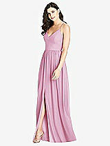 Front View Thumbnail - Powder Pink Criss Cross Strap Backless Maxi Dress