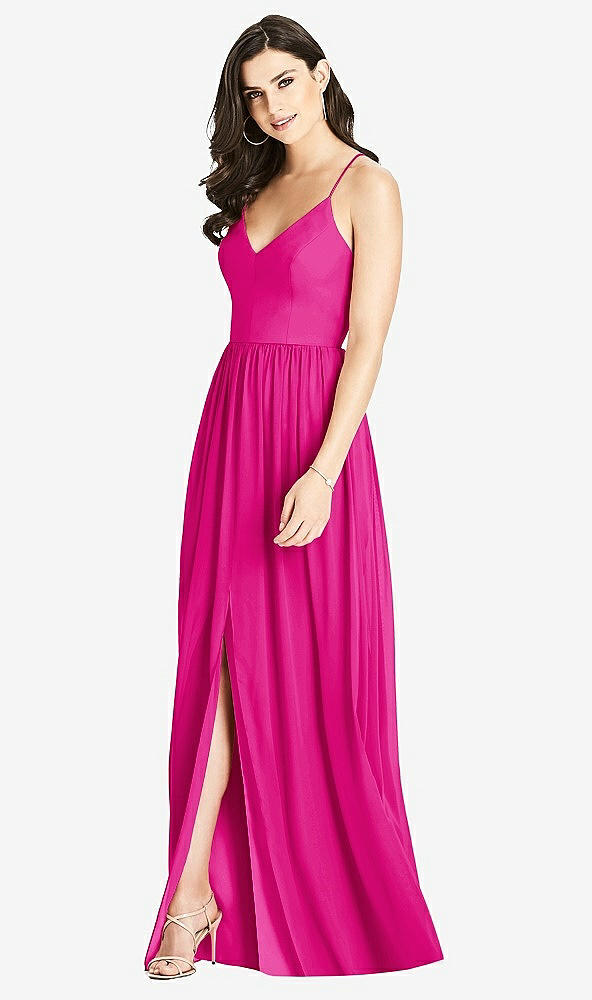 Front View - Think Pink Criss Cross Strap Backless Maxi Dress