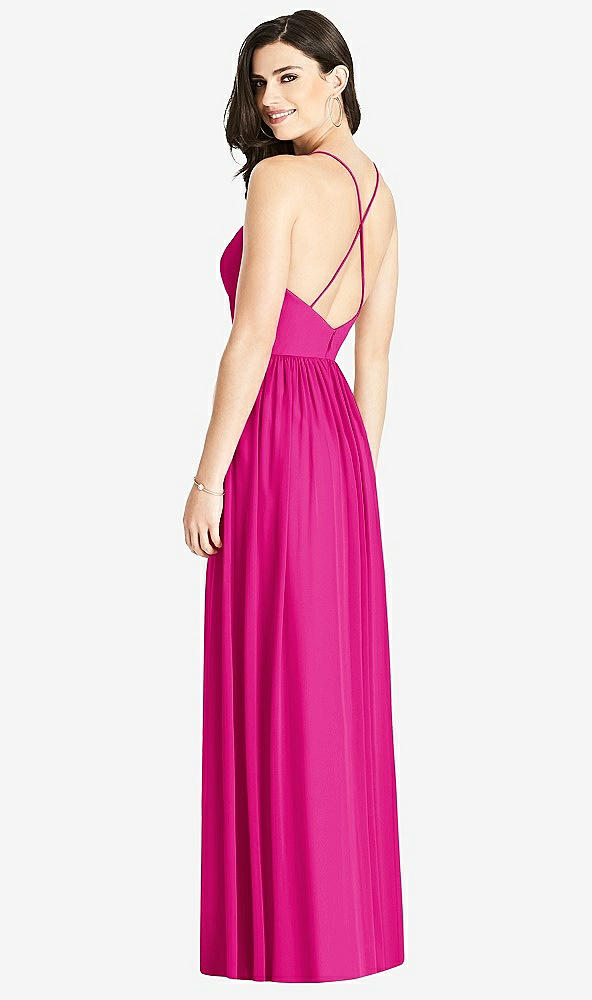 Back View - Think Pink Criss Cross Strap Backless Maxi Dress