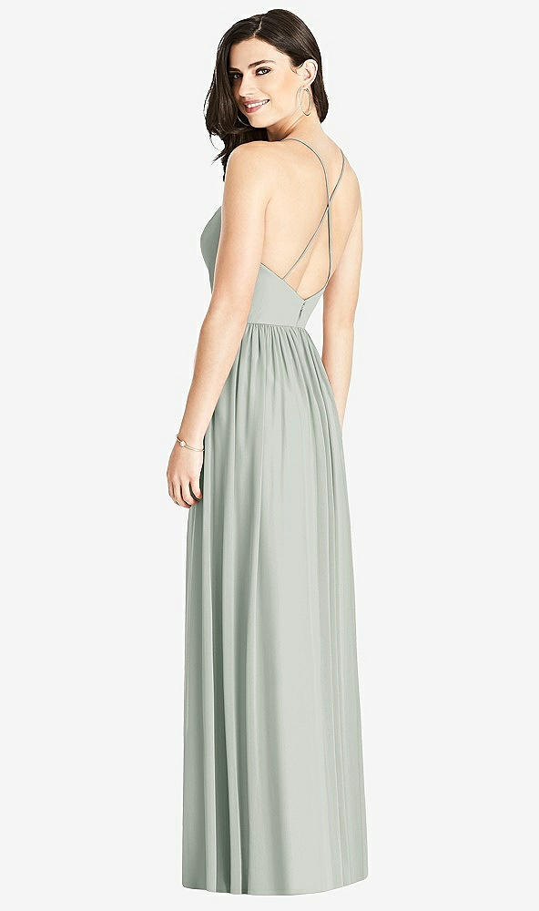 Back View - Willow Green Criss Cross Strap Backless Maxi Dress