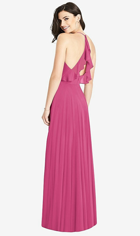 Front View - Tea Rose Ruffled Strap Cutout Wrap Maxi Dress