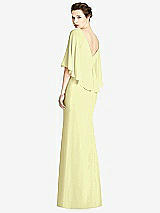 Rear View Thumbnail - Butter Yellow V-Back Trumpet Gown with Draped Cape Overlay