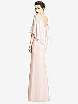 Rear View Thumbnail - Blush V-Back Trumpet Gown with Draped Cape Overlay