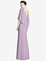 Rear View Thumbnail - Pale Purple V-Back Trumpet Gown with Draped Cape Overlay