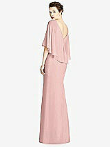 Rear View Thumbnail - Rose V-Back Trumpet Gown with Draped Cape Overlay