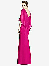 Rear View Thumbnail - Think Pink V-Back Trumpet Gown with Draped Cape Overlay