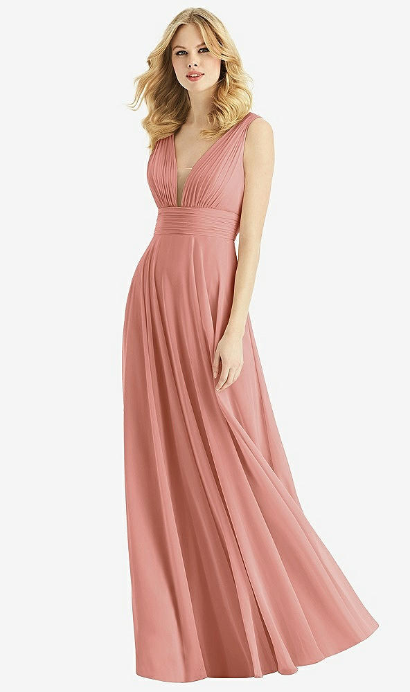 Front View - Desert Rose & Light Nude Bella Bridesmaids Dress BB109