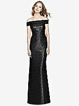 Front View Thumbnail - Black Mermaid Maxi Sequin Cap Sleeve Dress