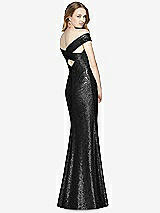 Rear View Thumbnail - Black Mermaid Maxi Sequin Cap Sleeve Dress