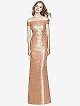 Front View Thumbnail - Copper Rose Mermaid Maxi Sequin Cap Sleeve Dress